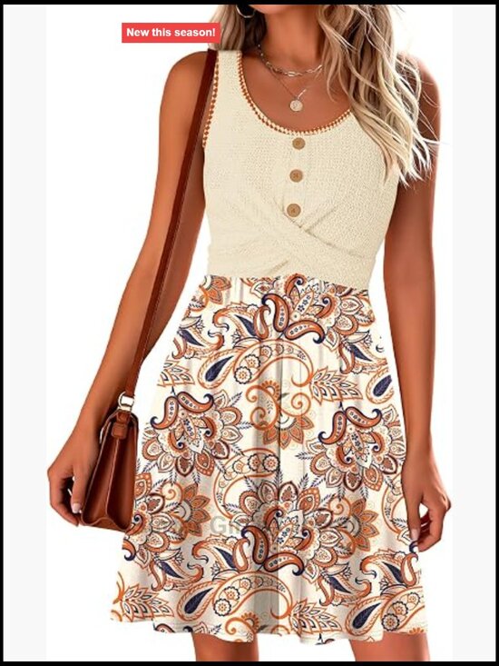 Dresses & Skirts - Twist Front Waffle Knit Dress Sleeveless Sundress Flowy Midi A-Line